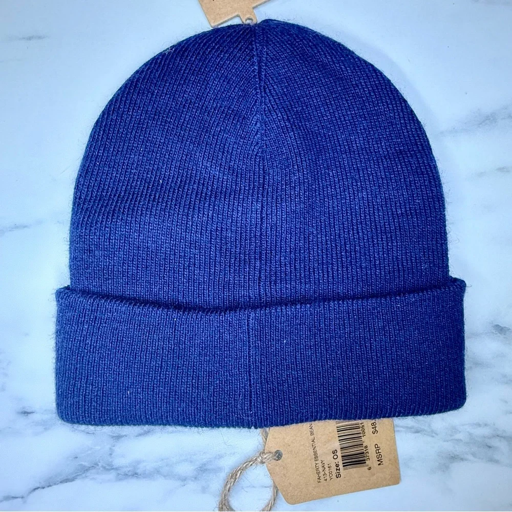 NWT Faherty Essential Beanie in Navy, OS - Picture 2 of 3
